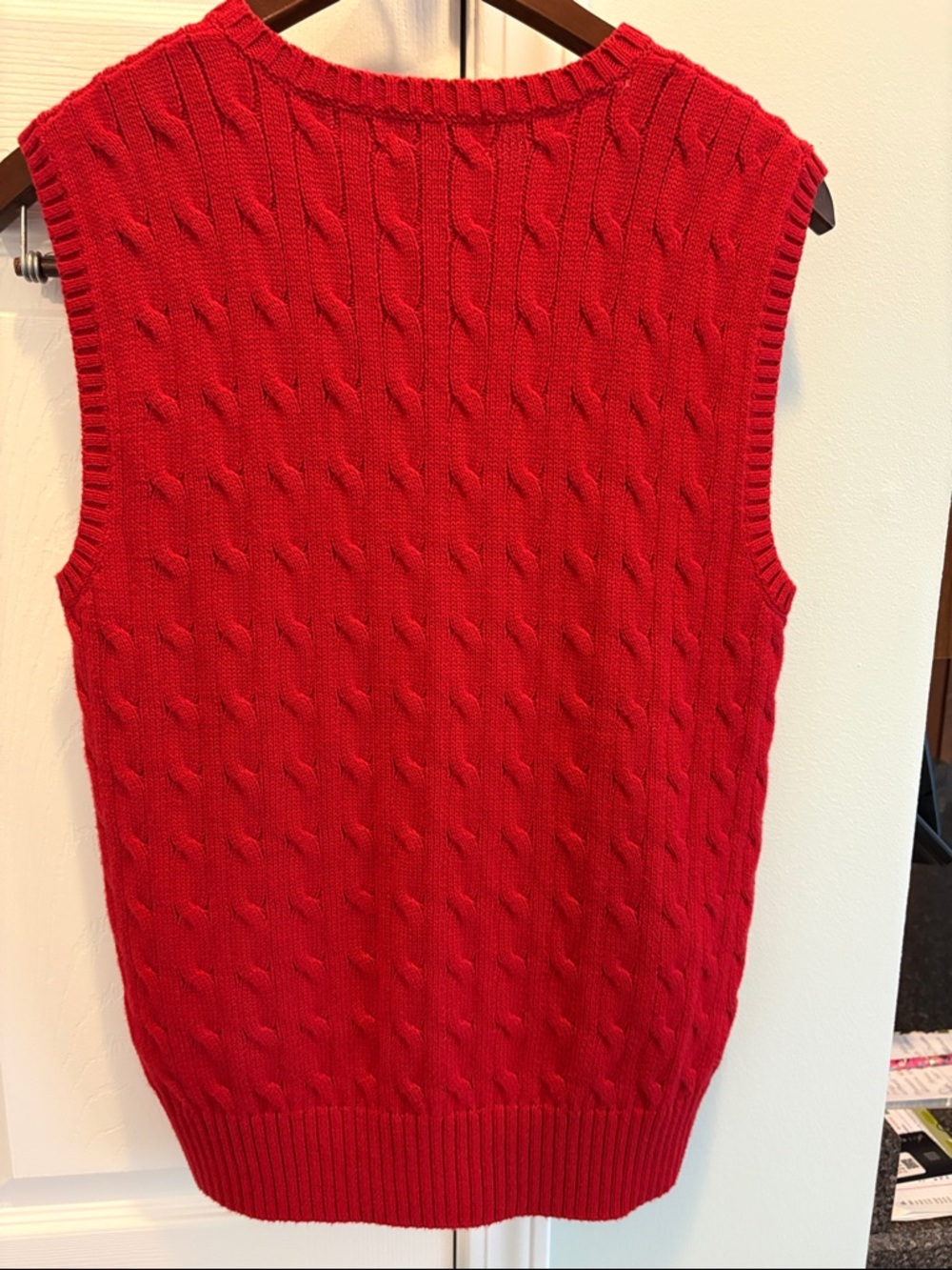 Polo by Ralph Lauren Boys Red Cable Knit V-Neck Sweater Vest Size L (14-16) - Picture 3 of 3